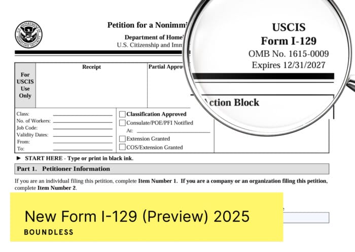 Sample of 2025 Form I-129 Application for Non-Immigrant Worker