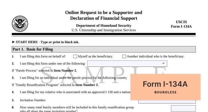Form I-134A