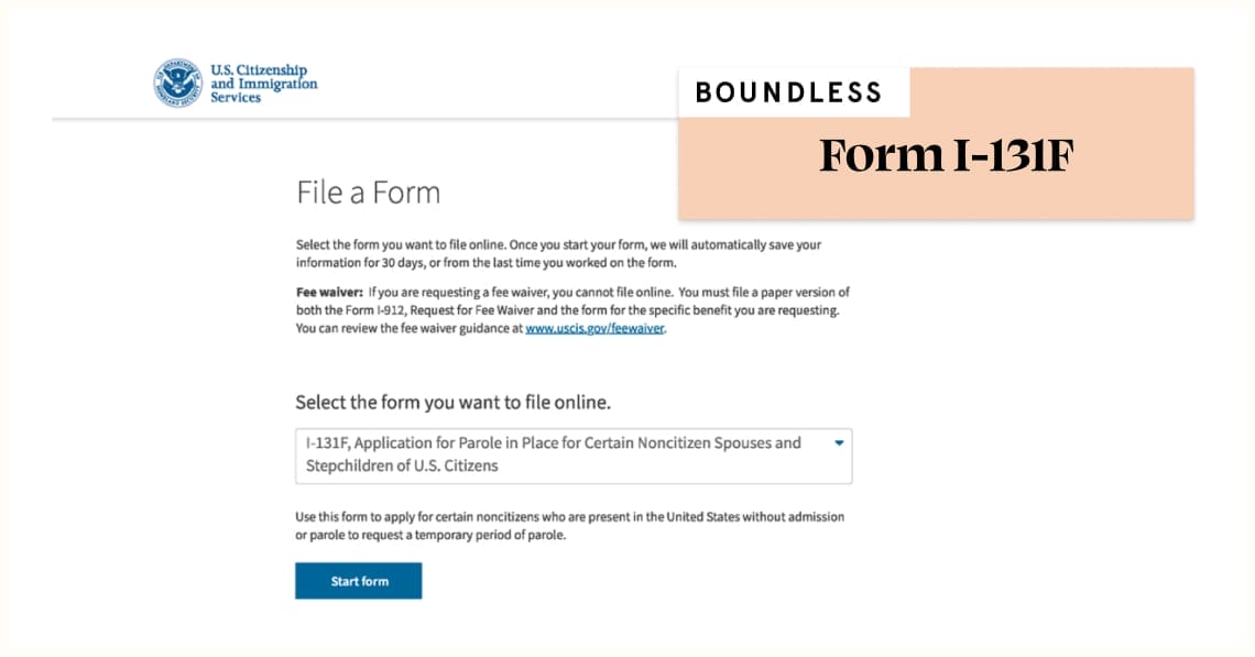 Form I-131F_ 2024 Sample image of online form I-131F
