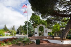 US Flag in a park in Saratoga, CA