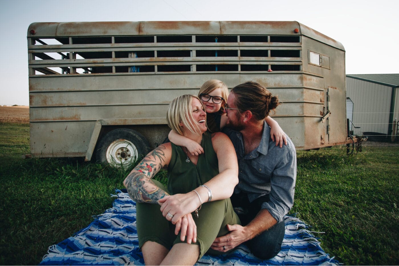 Photo of midwestern family smiling together