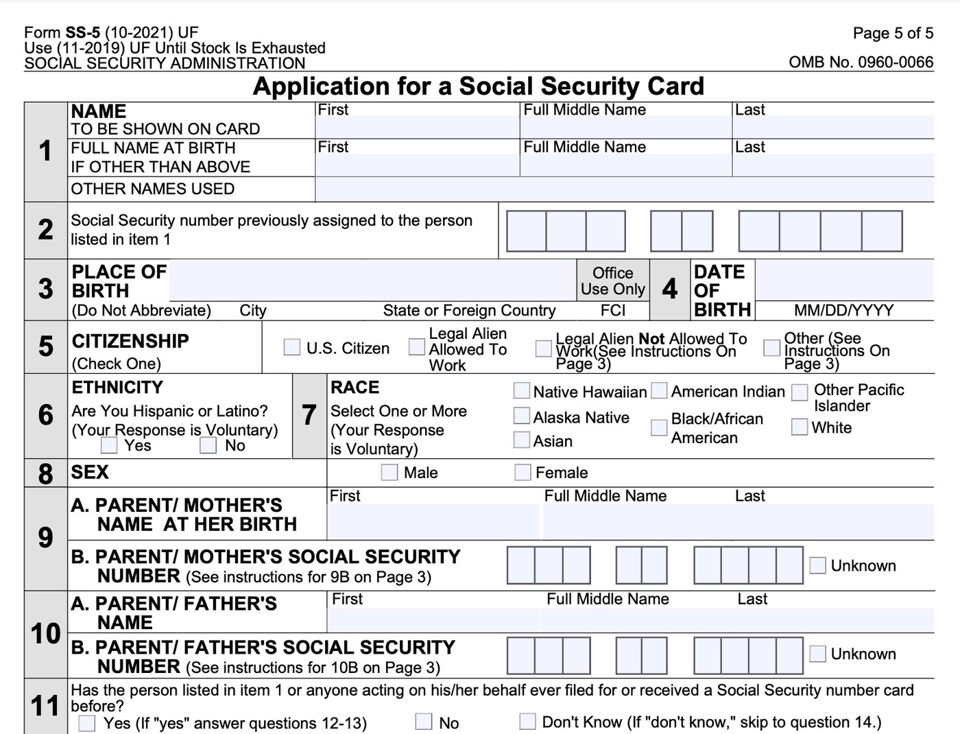 SS-5 Form