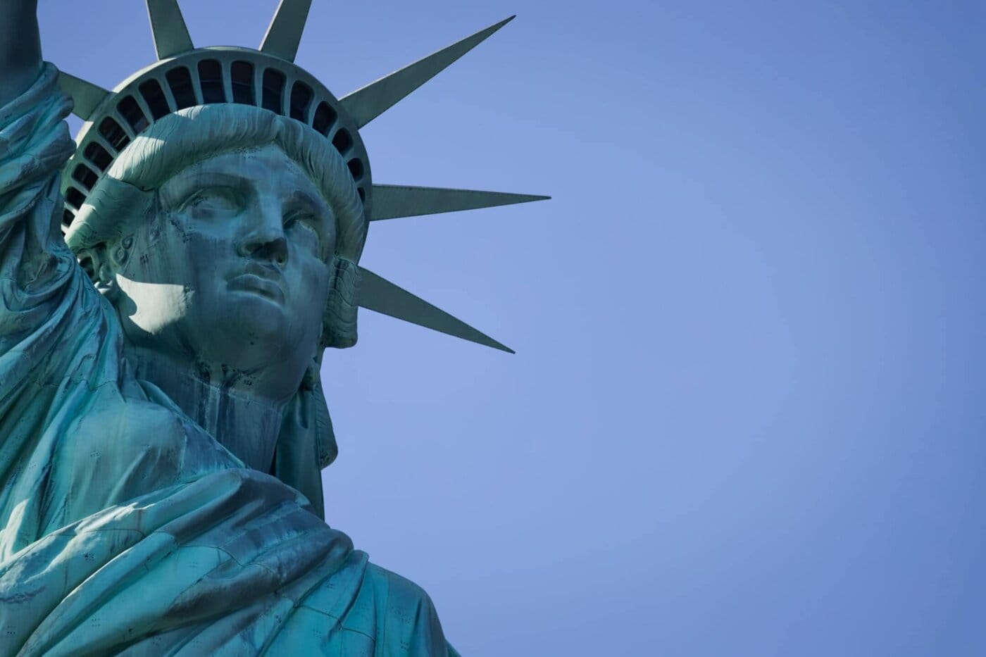 Close-up of the Statue of Liberty on a clear day