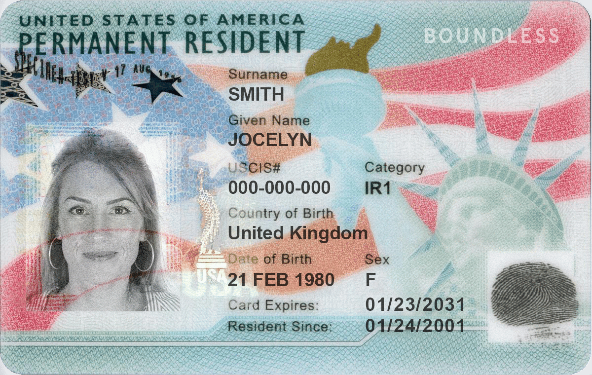 Marriage Green Card Sample Image