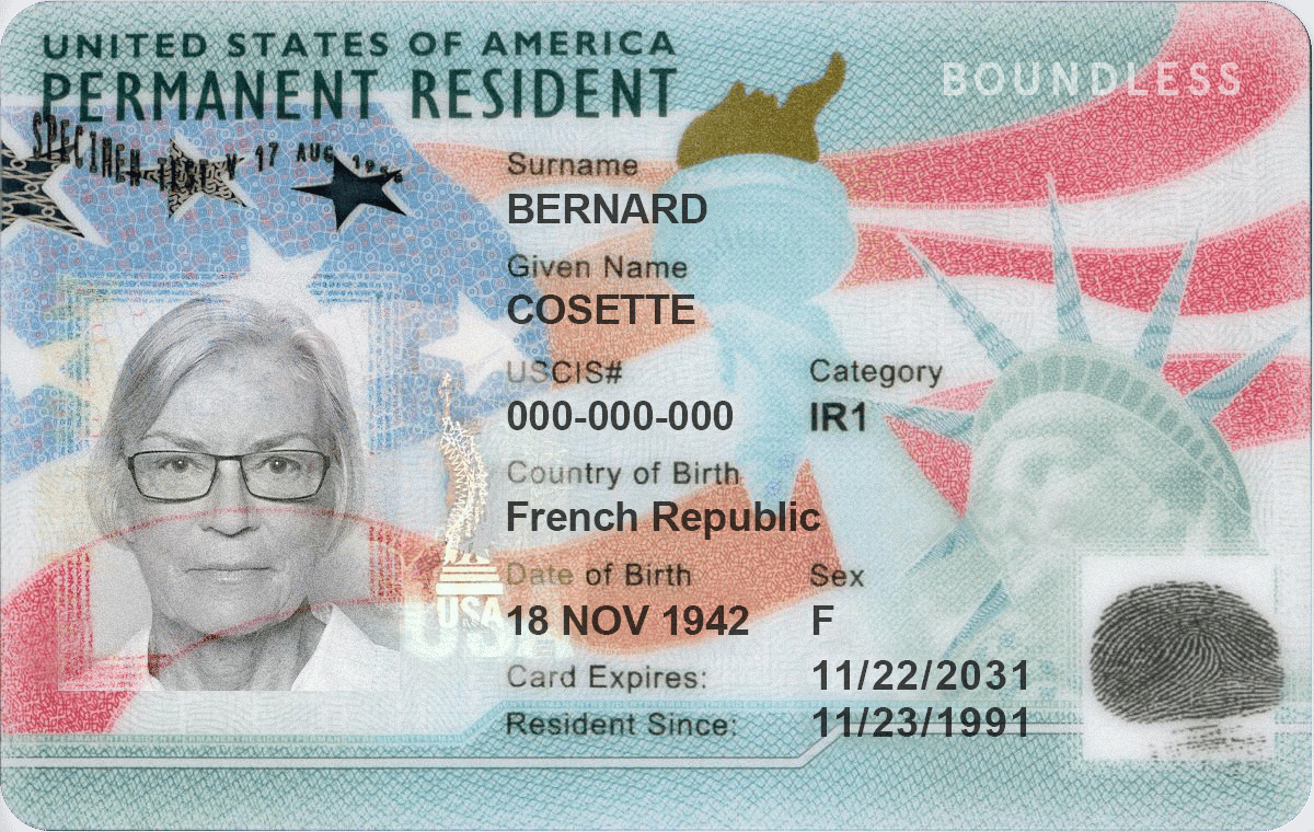 sample parent green card