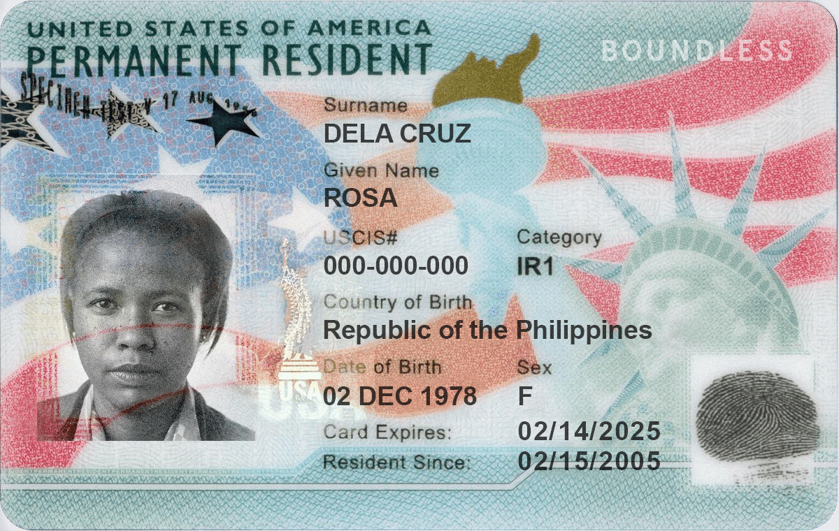 sample green card